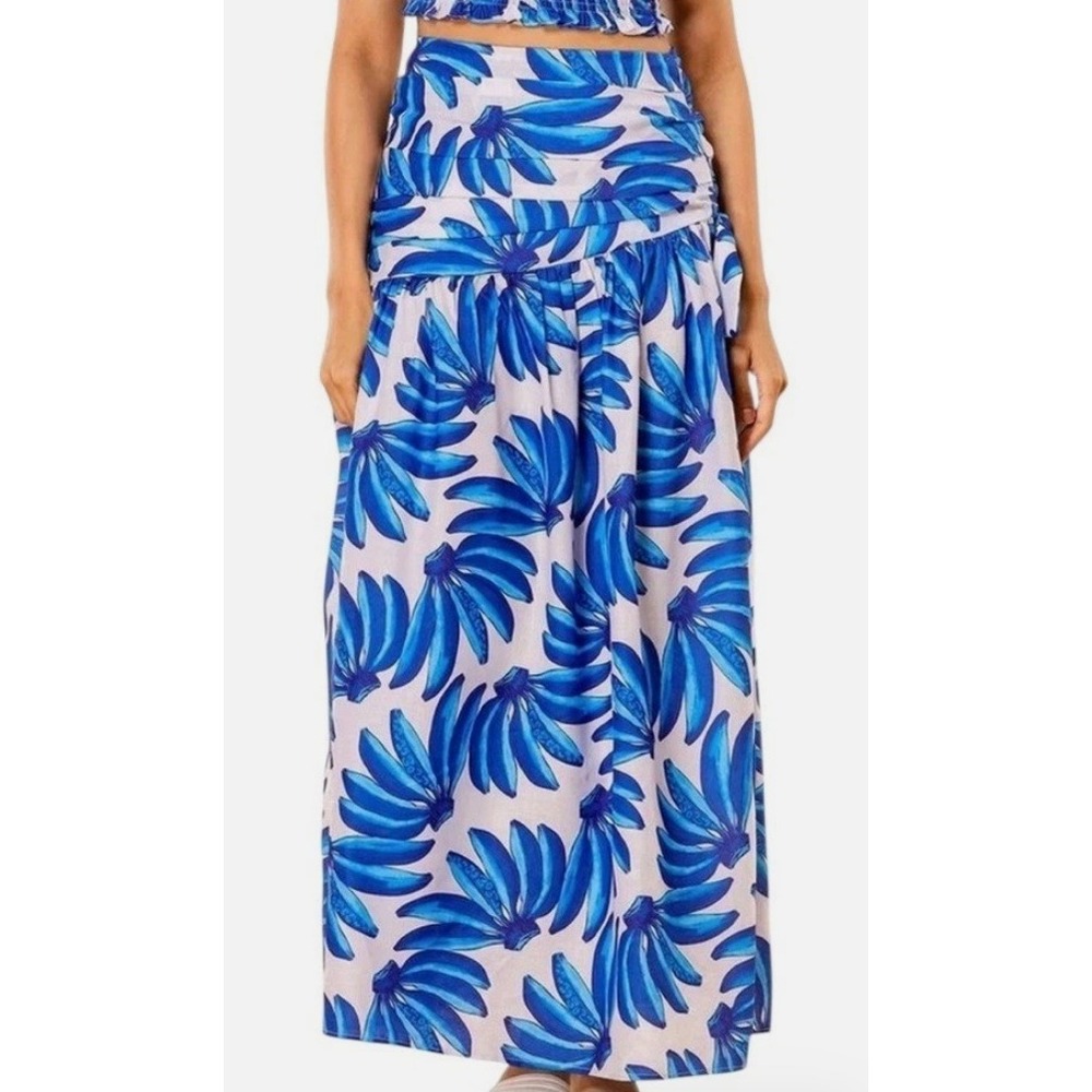 HT 360 Collective Blue Tropical Banana Maxi Skirt XXL New